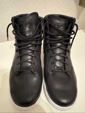 Alpinestars Black Leather High-Top Sneakers with White Sole gently used